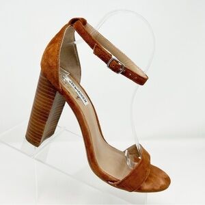 Steve Madden Carrson Orange Brown Leather Suede Platform Heeled Sandals Size 9.5